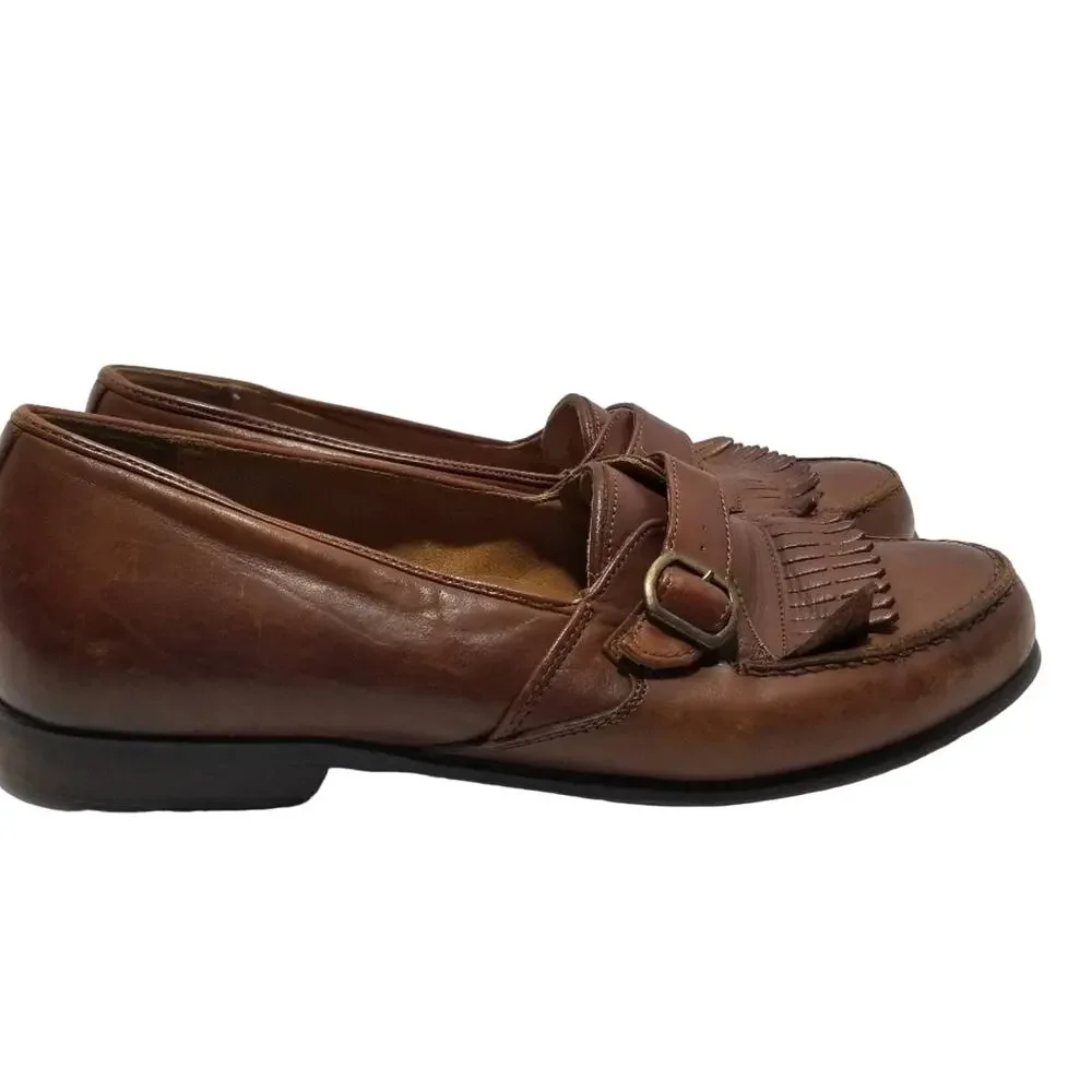 Cable & Co. Shoes Mens 9.5 Kiltie Loafers Brown Leather Made in Italy